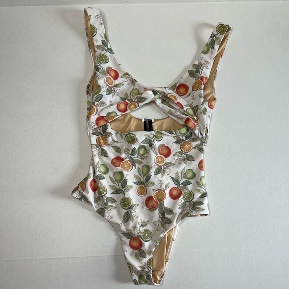 Mink Pink Valencia Cutout One Piece Swimsuit Citrus Design - Picture 7 of 7